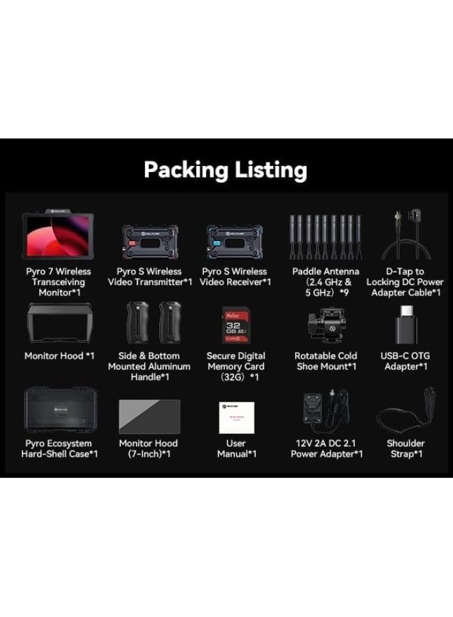 Hollyland 4K Wireless Video Transmitter and Receiver Set Pyro S TX RX with 7 Inch Pyro Wireless Monitor Transmitter Receiver Camera Kit - Image 3